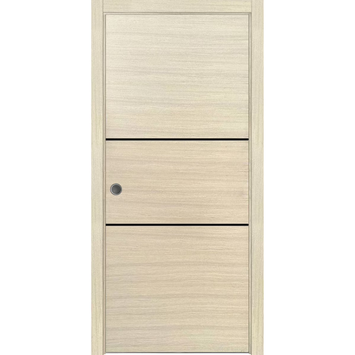 Sliding French Pocket Door 24 x 84 inches Solid Wood with Frosted Glass O18267