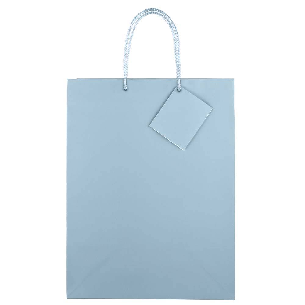 Glossy Gift Bags with Rope Handles, Large, Baby Blue, 100/Pack V642365