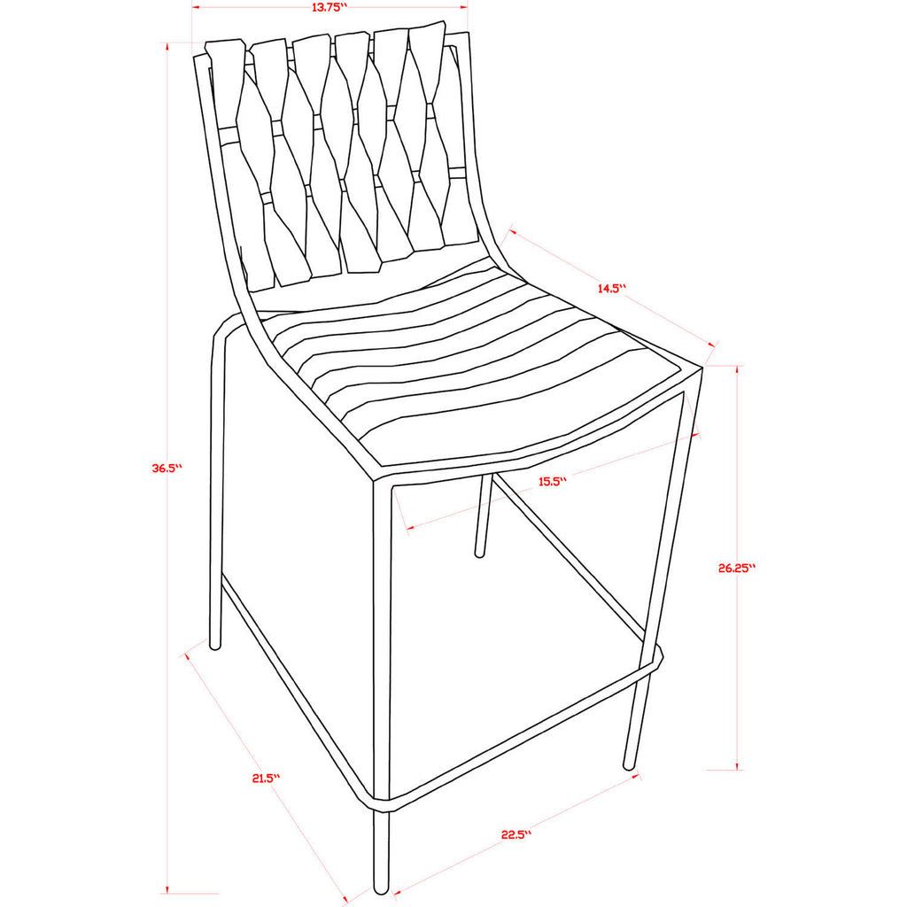 White Stackable Counter Stool with Weave Back, Set of 2 S58246