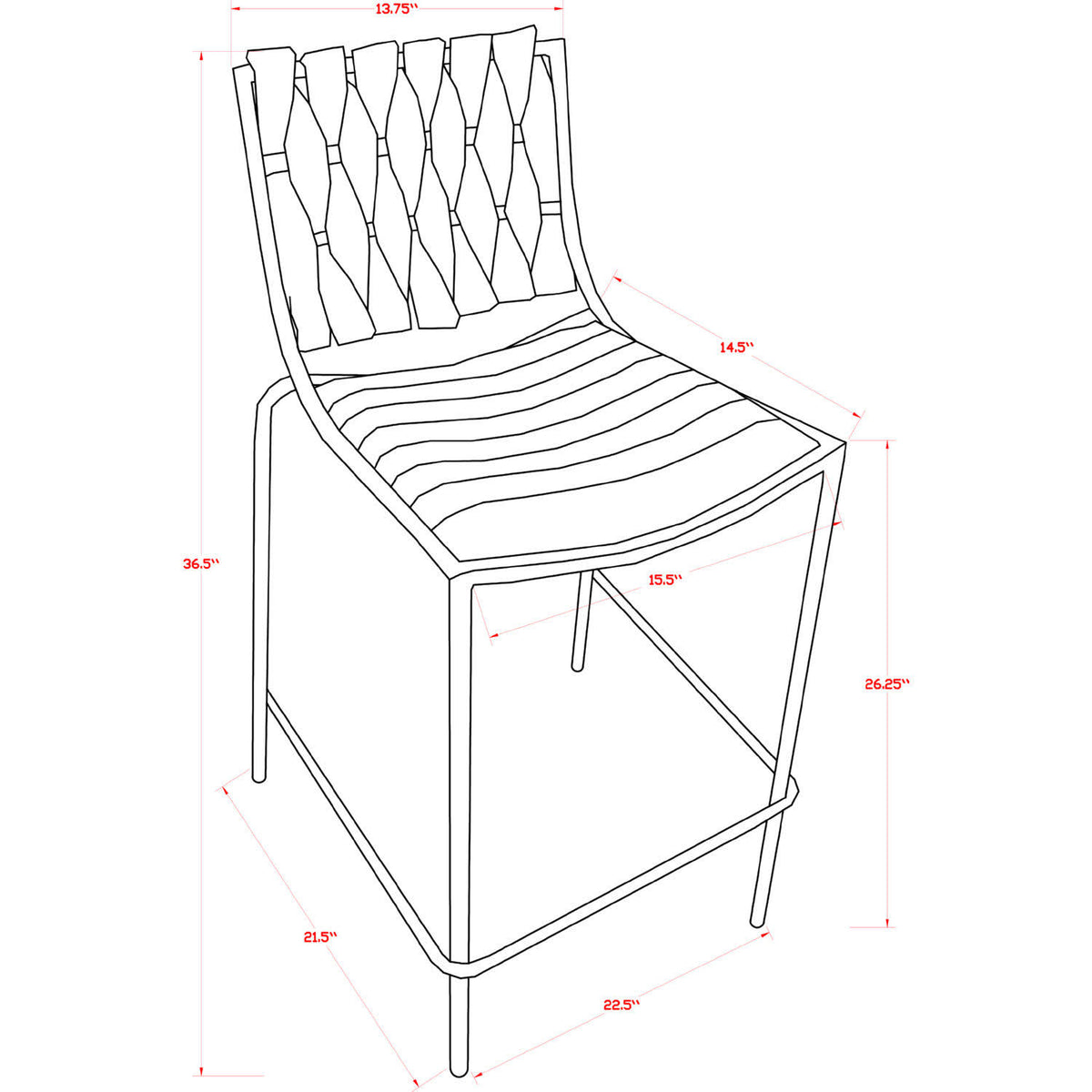 White Stackable Counter Stool with Weave Back, Set of 2 S58246