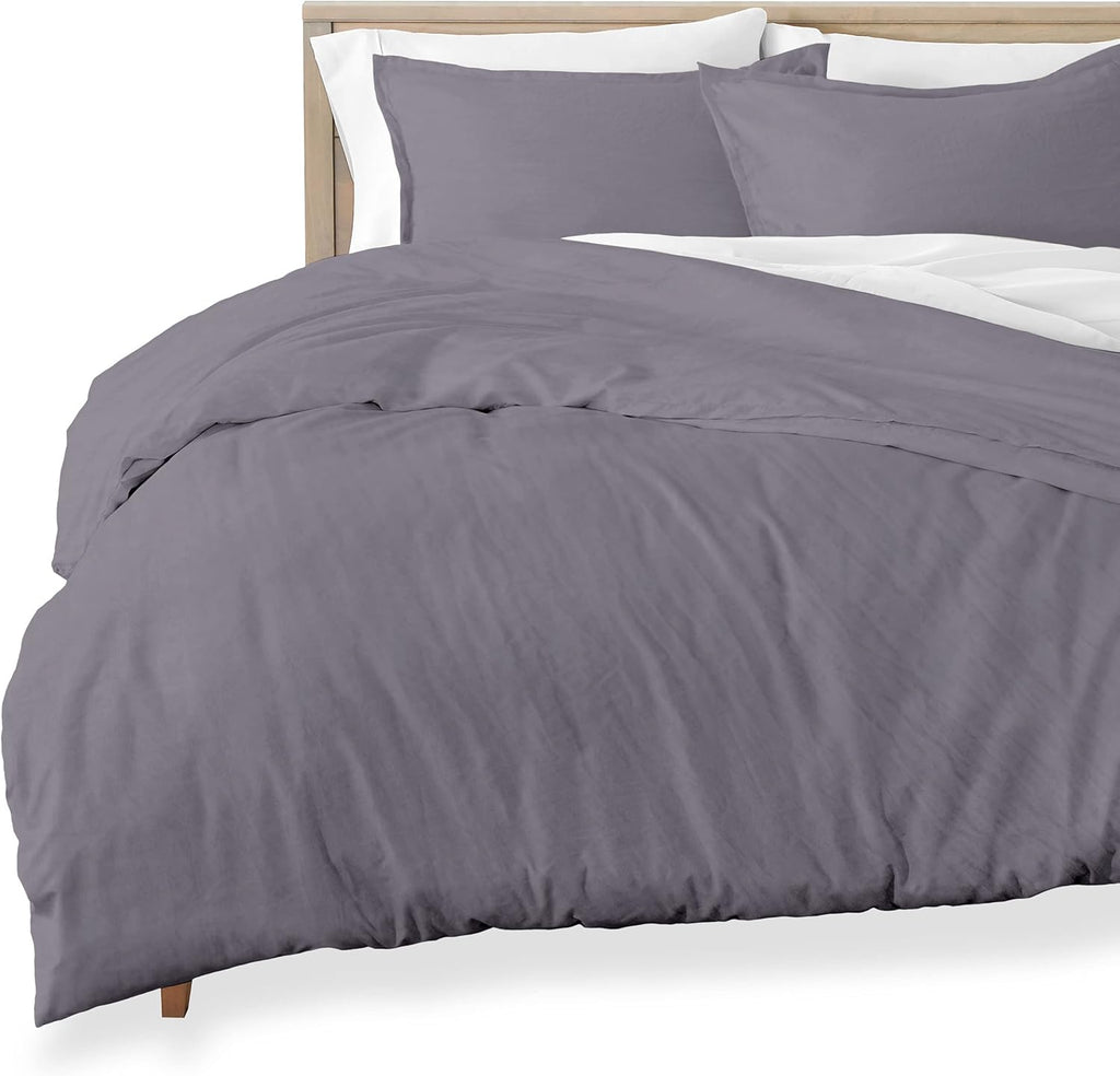Queen Size Sandwashed White Brushed Microfiber Duvet Cover Pack of 2 L38347