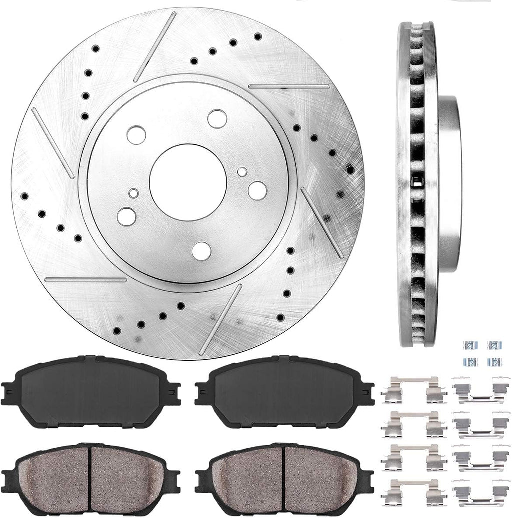 Premium D/S 5 Lug Brake Rotors + Ceramic Brake Pads + Hardware Z315672