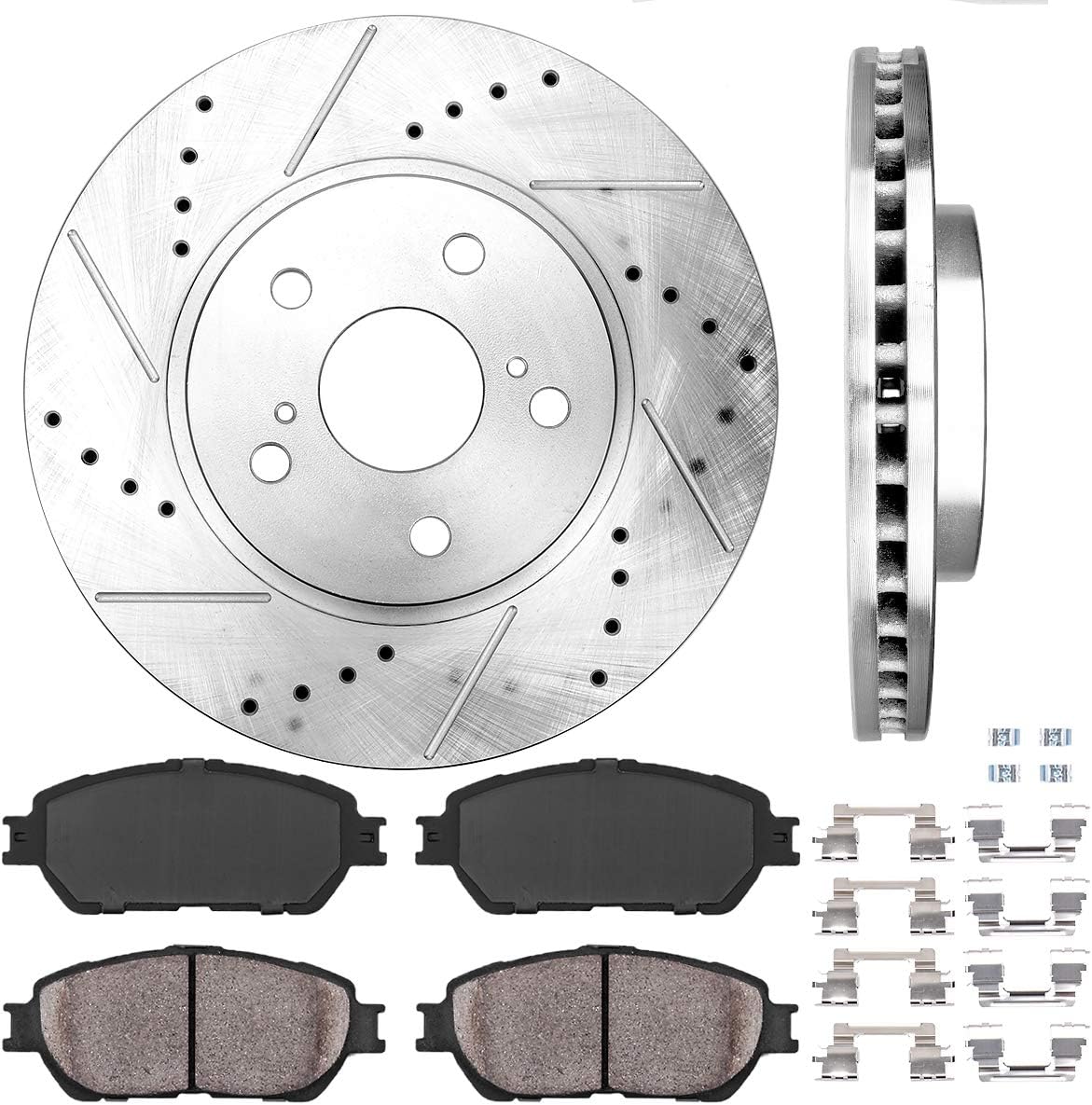 Premium D/S 5 Lug Brake Rotors + Ceramic Brake Pads + Hardware Z315672