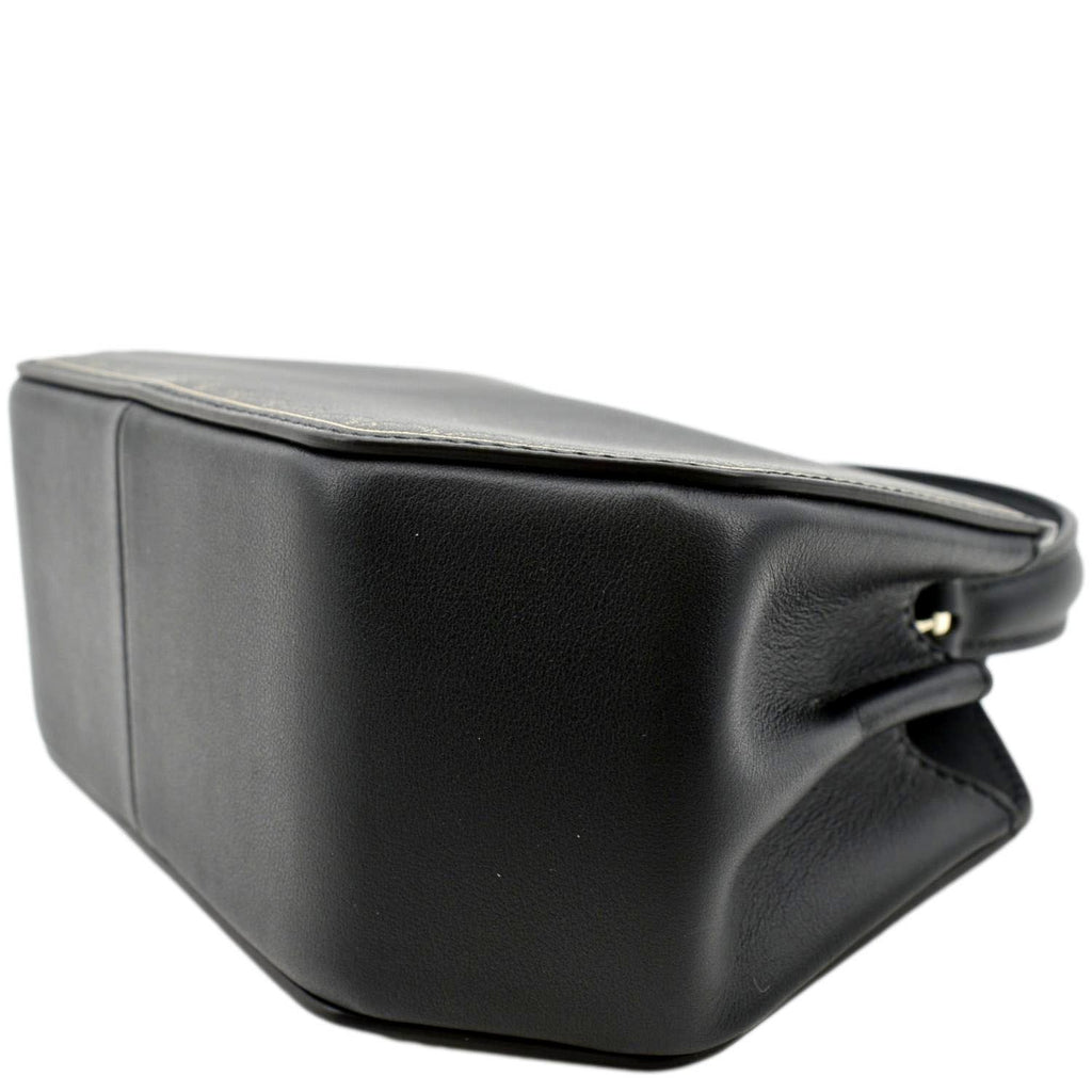 Black Calfskin Leather Top Handle Satchel Bag R50662