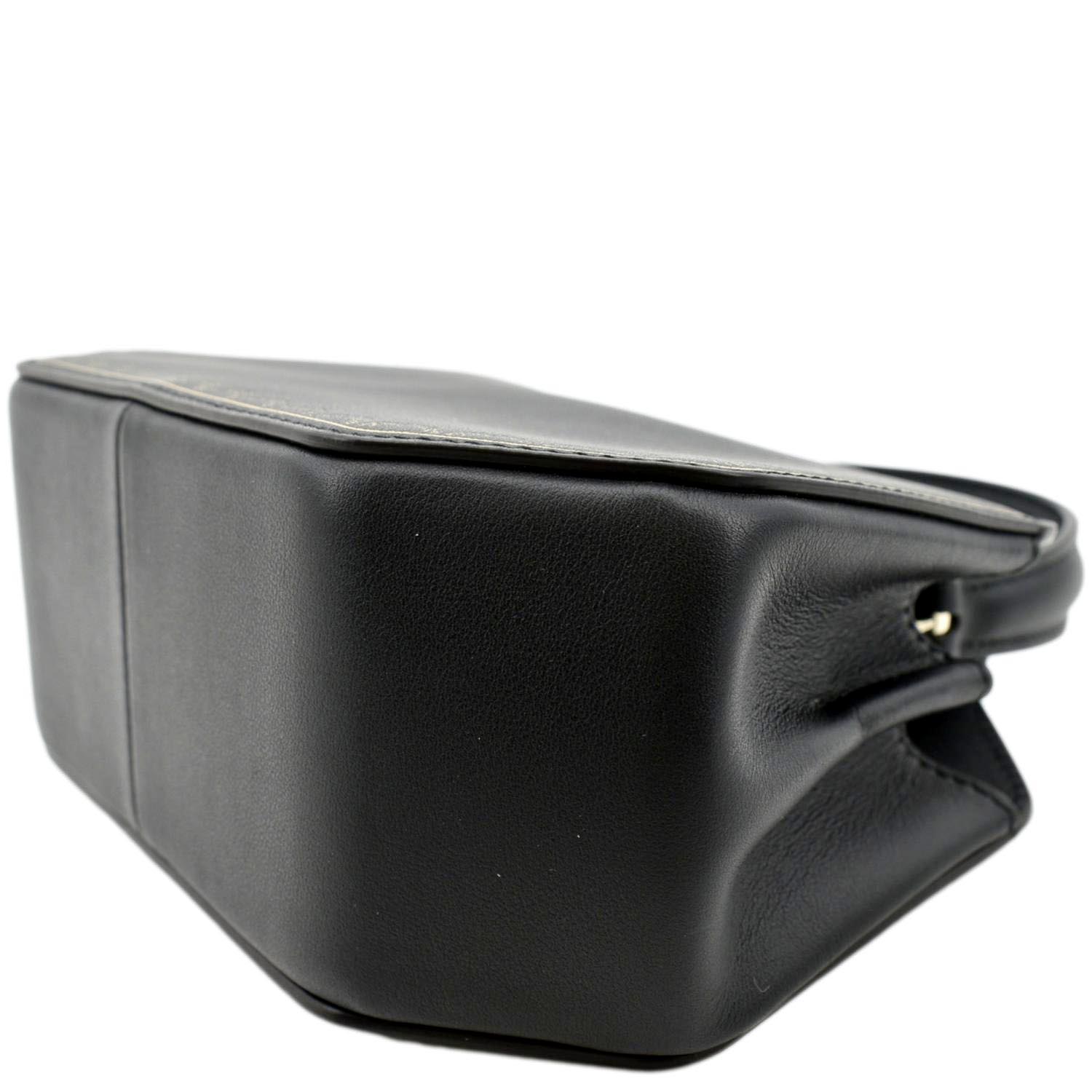 Black Calfskin Leather Top Handle Satchel Bag R50662