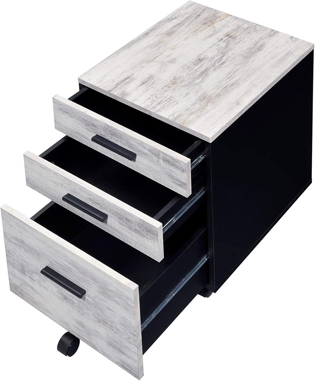 White-Ash & Black Tall File Cabinet S415681