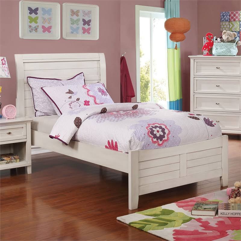Antique White Solid Wood Full Bed I475