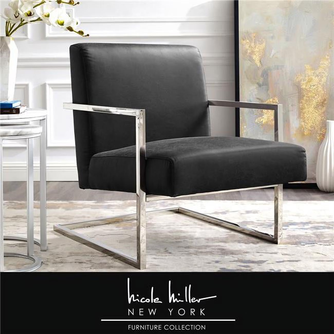 Charcoal Faux Leather Accent Chair A56703
