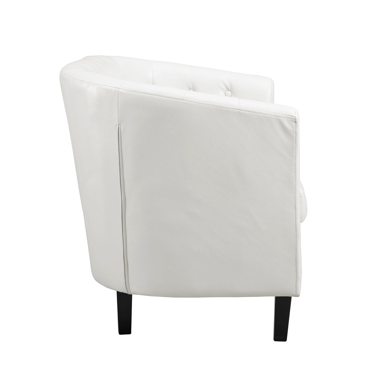 White Faux Leather Barrel Loveseat S209937