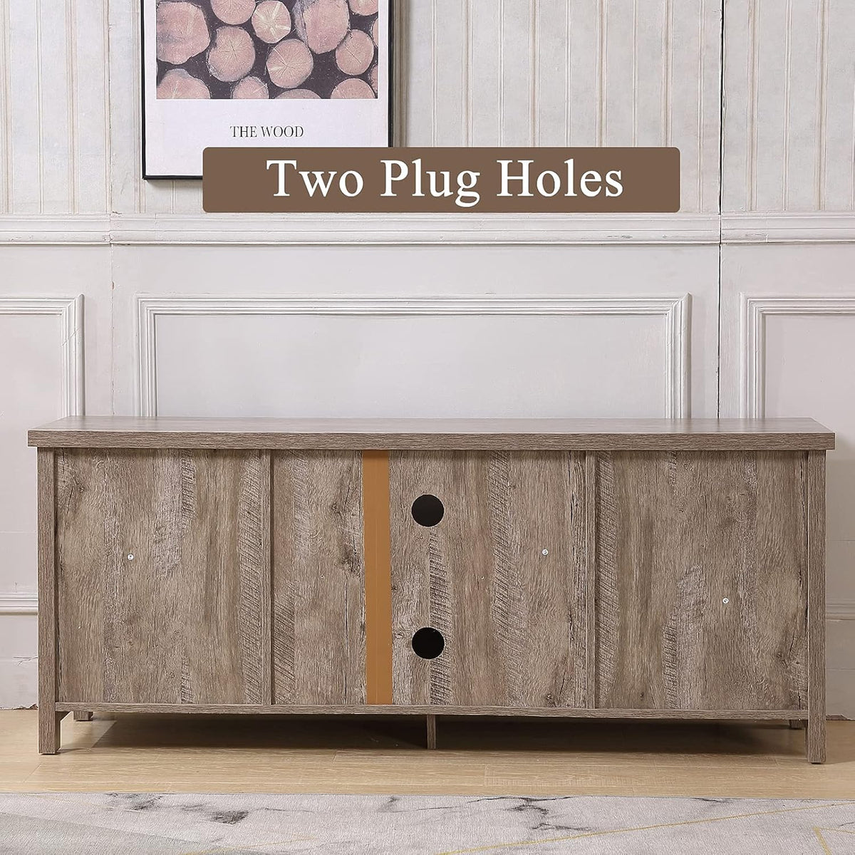 Farmhouse TV Stand with Double Sliding Barn Door Storage Cabinet P104