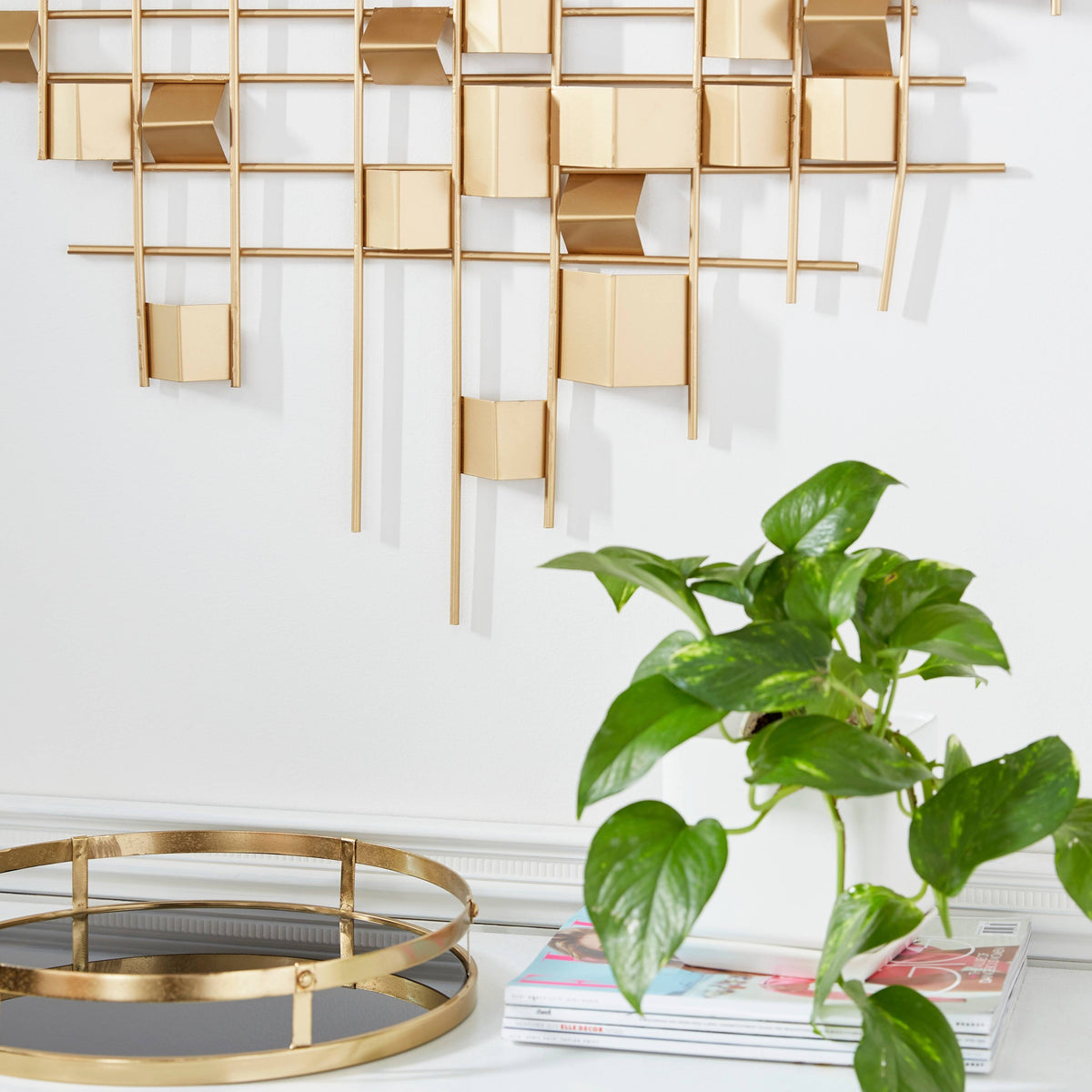 Abstract Angled Gold Metal Wall Decor P492017
