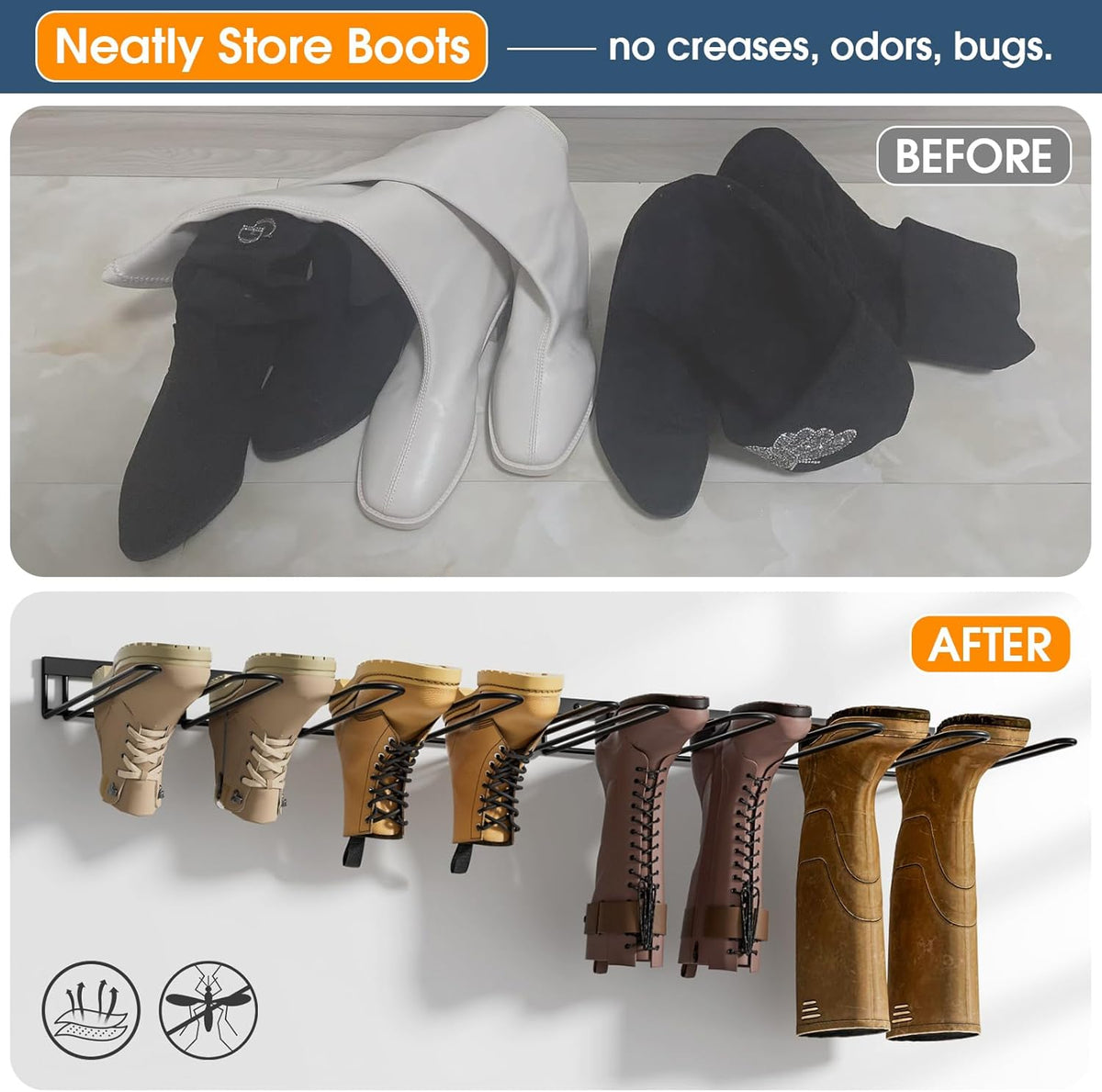 4 Pair Metal Wall Mounted Boot Rack L328
