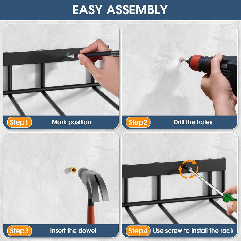 4 Pair Metal Wall Mounted Boot Rack L328