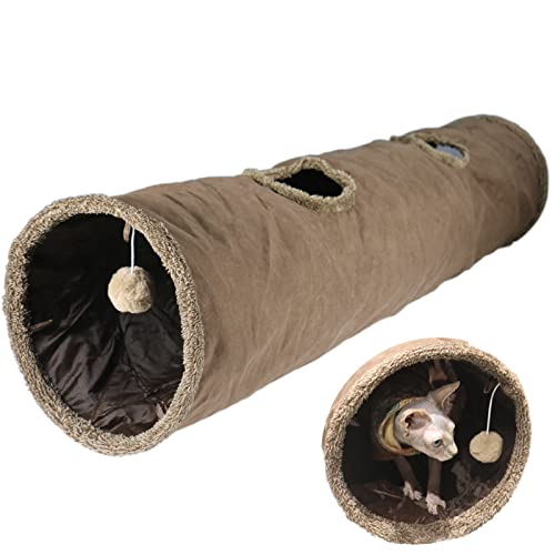 51×12 inch Foldable Grey Suede Cat Tunnel Z5437