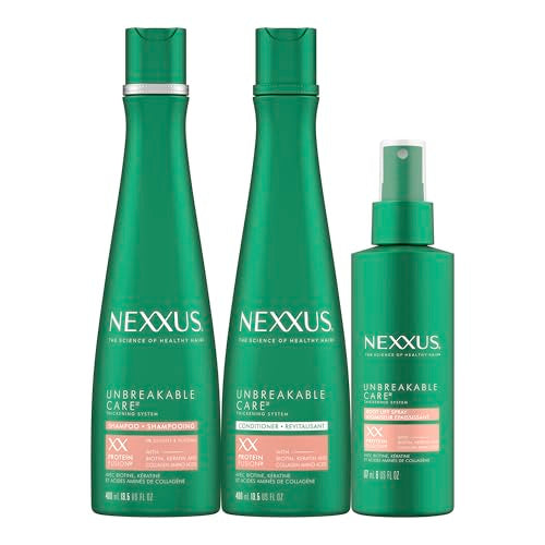3 Pack Shampoo, Conditioner, and Leave-In Spray for Fine and Thin Hair with Keratin, Collagen, Biotin H298761