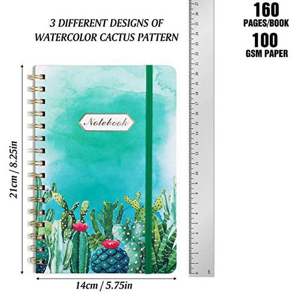 3 Pack A5 Spiral Notebook, Ruled Journal, Hardcover, 160 Pages L8689