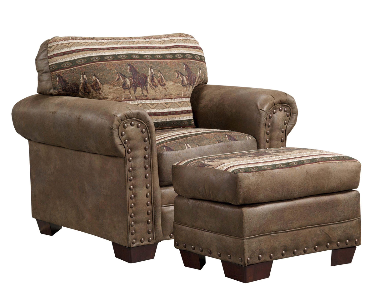 Wild Horses Arm Chair with Matching Ottoman R733465