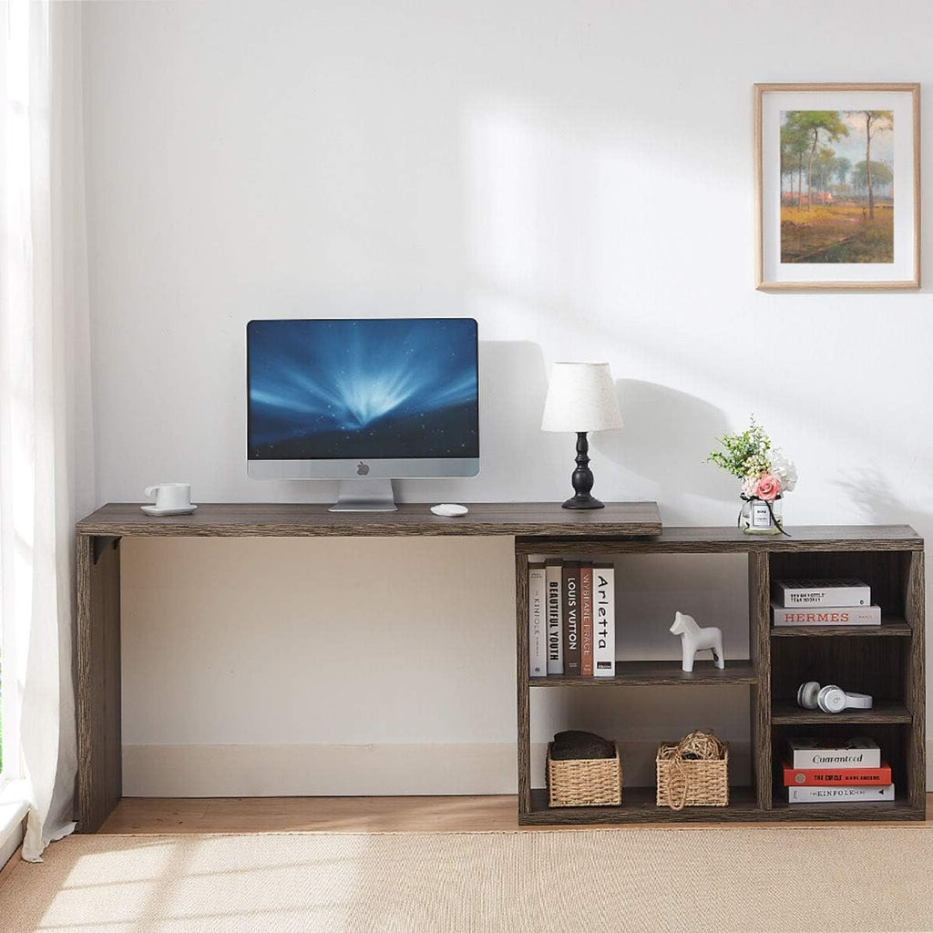 Grey L Shaped Computer Desk with Cabinet Drawer Storage J87597