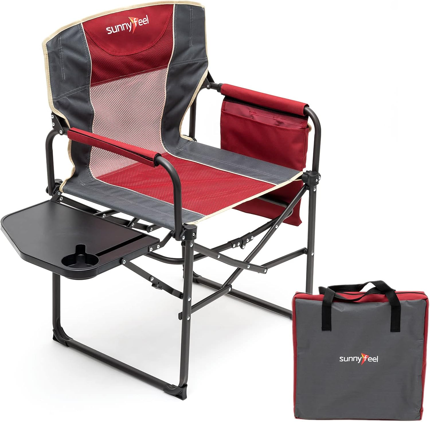 Oversized Heavy Duty Folding Camping Chair with Side Table D95957