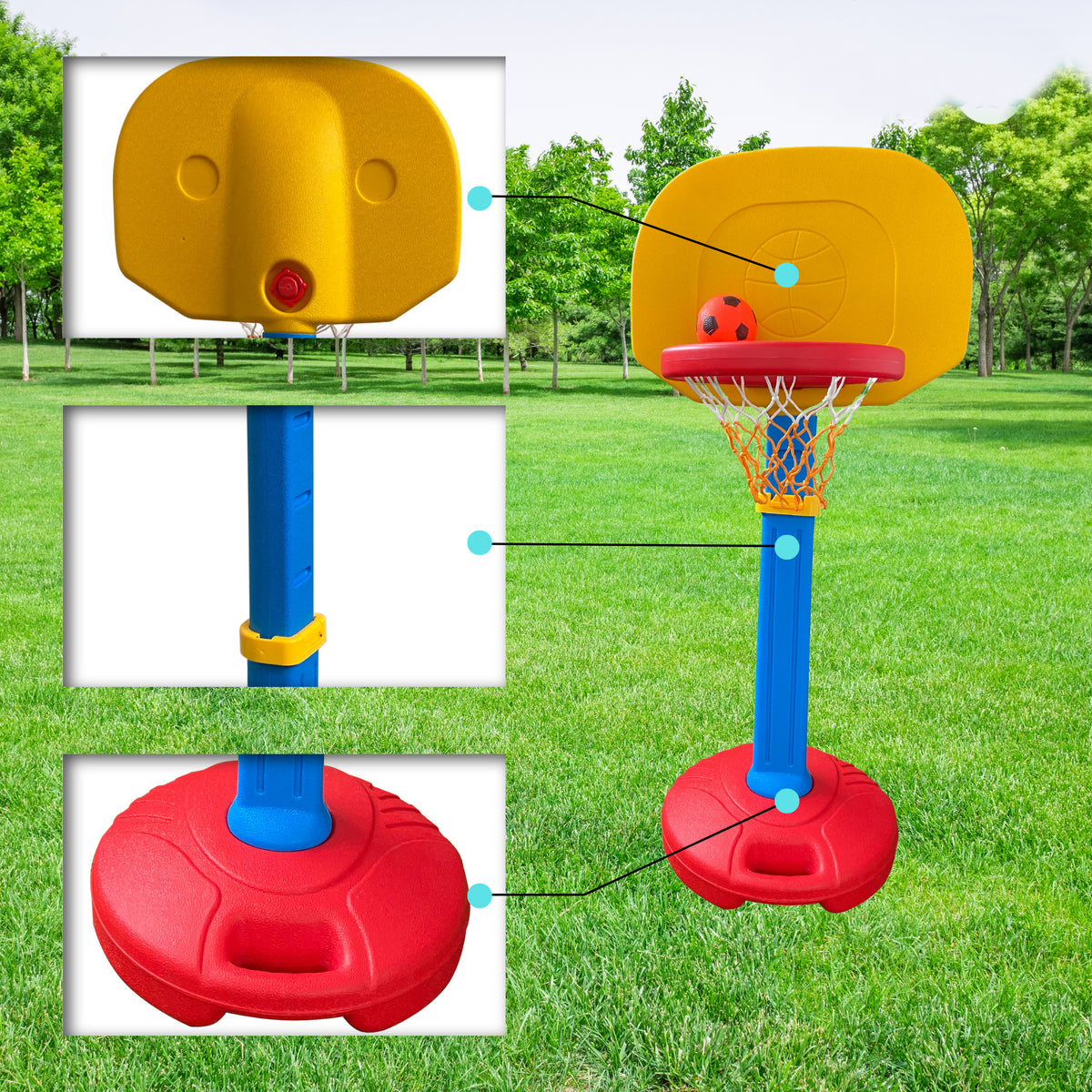 Basketball Hoop Arcade Game with Ball, Adjustable Height W915755
