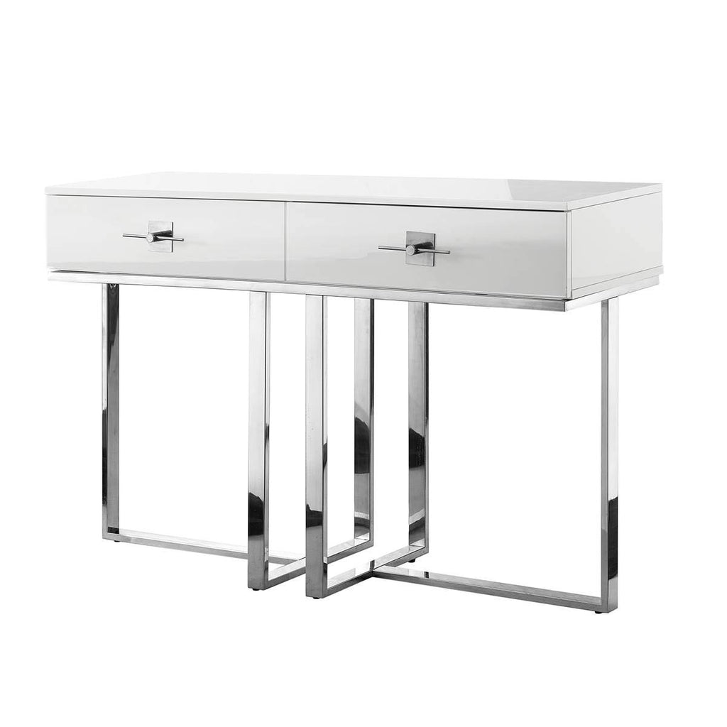High Gloss Stainless Steel 2 Drawers Console Table U551015