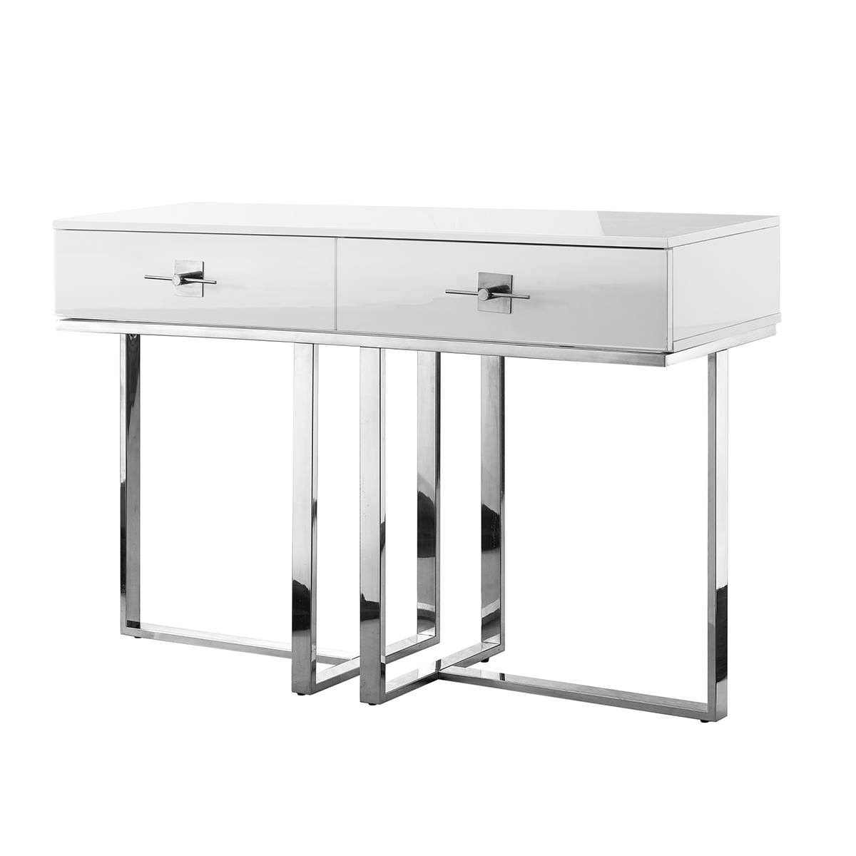 High Gloss Stainless Steel 2 Drawers Console Table U551015