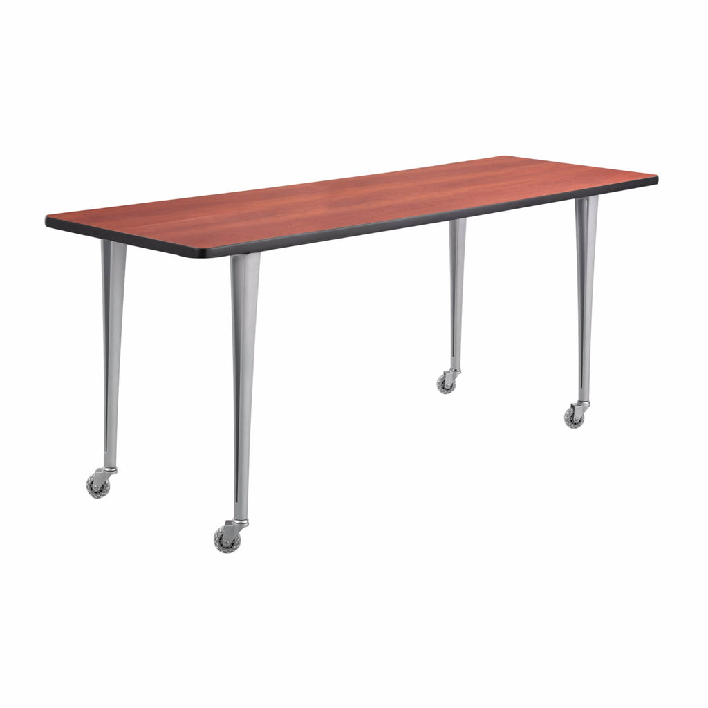 Gray/Black Post Leg Desk with Casters Q695