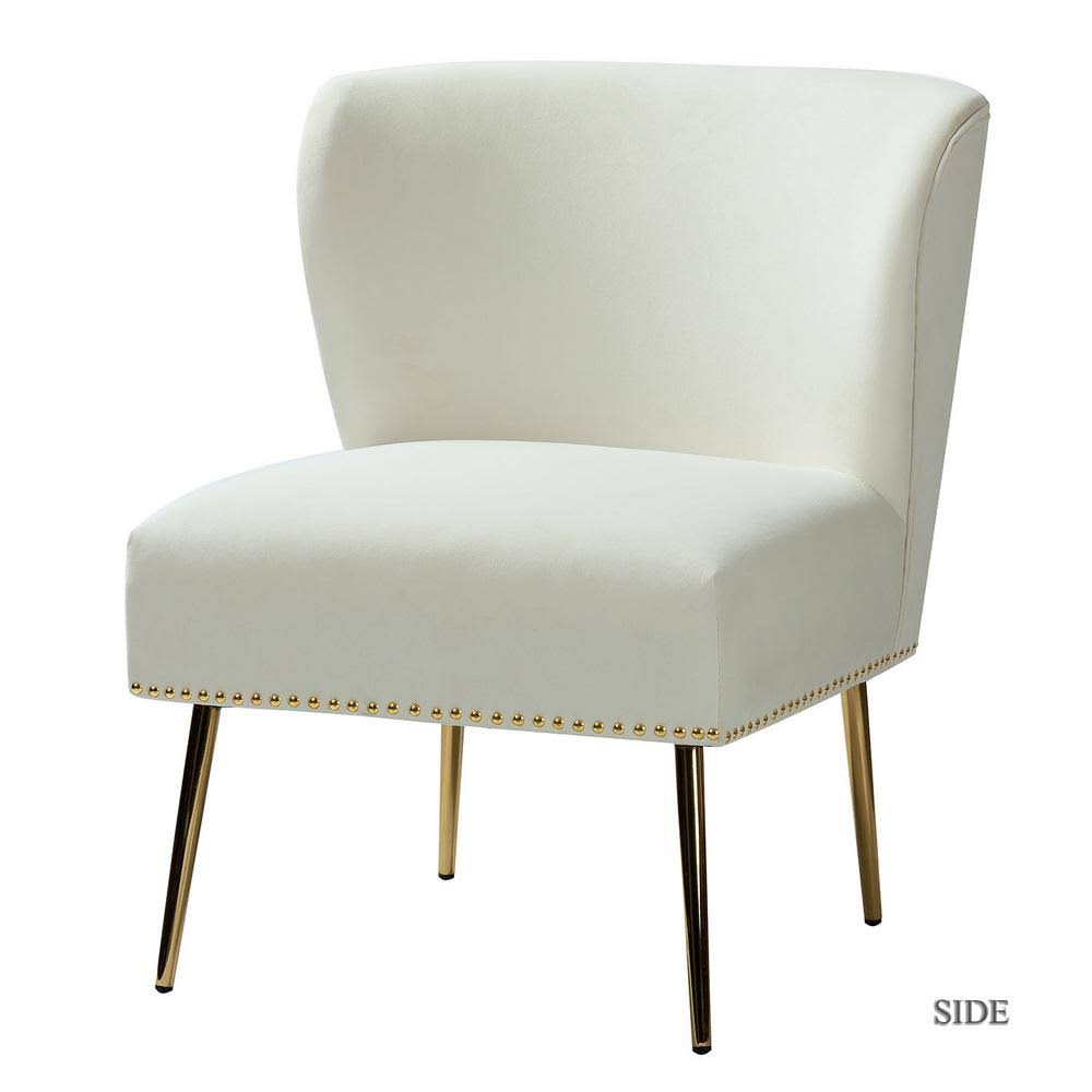 Ivory Accent Chair with Nailhead Trim E4057