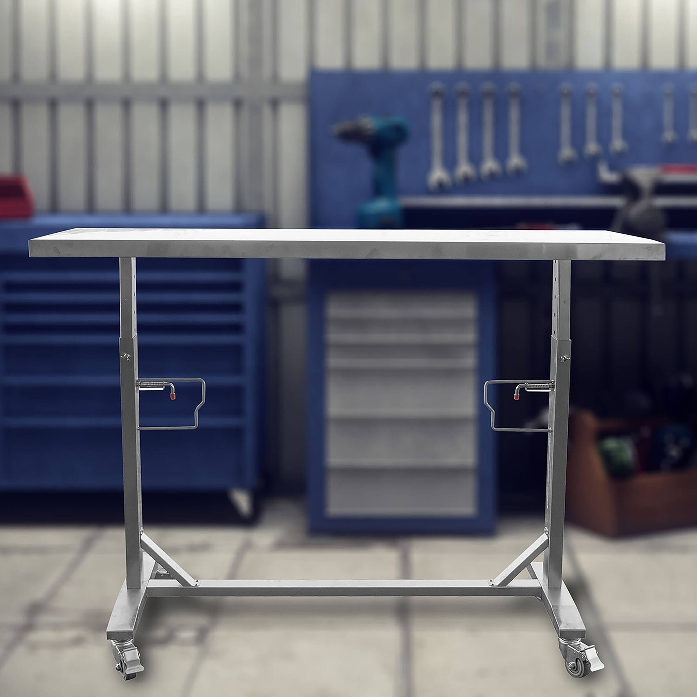 Stainless Steel Adjustable Height Work Table with Locking Casters U725