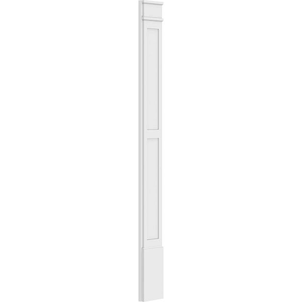 9x22W x 90x22H x 2x22P Two Equal Flat Panel PVC Pilaster with Decorative Capital & Base (Pair) I5649