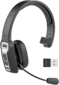 Bluetooth Headset with USB Dongle, Single-Ear Wireless Headset with Noise Cancelling Microphone, Pack of 2 O5137
