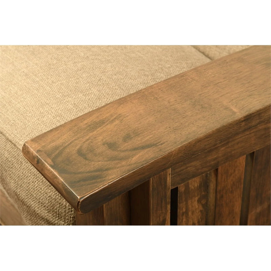 Rustic Walnut Futon with Suede Black Mattress C6323