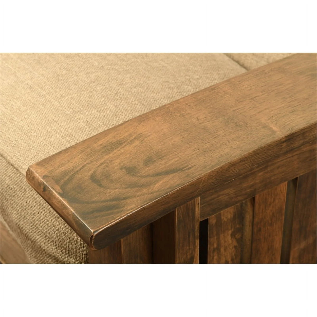 Rustic Walnut Futon with Suede Black Mattress C6323