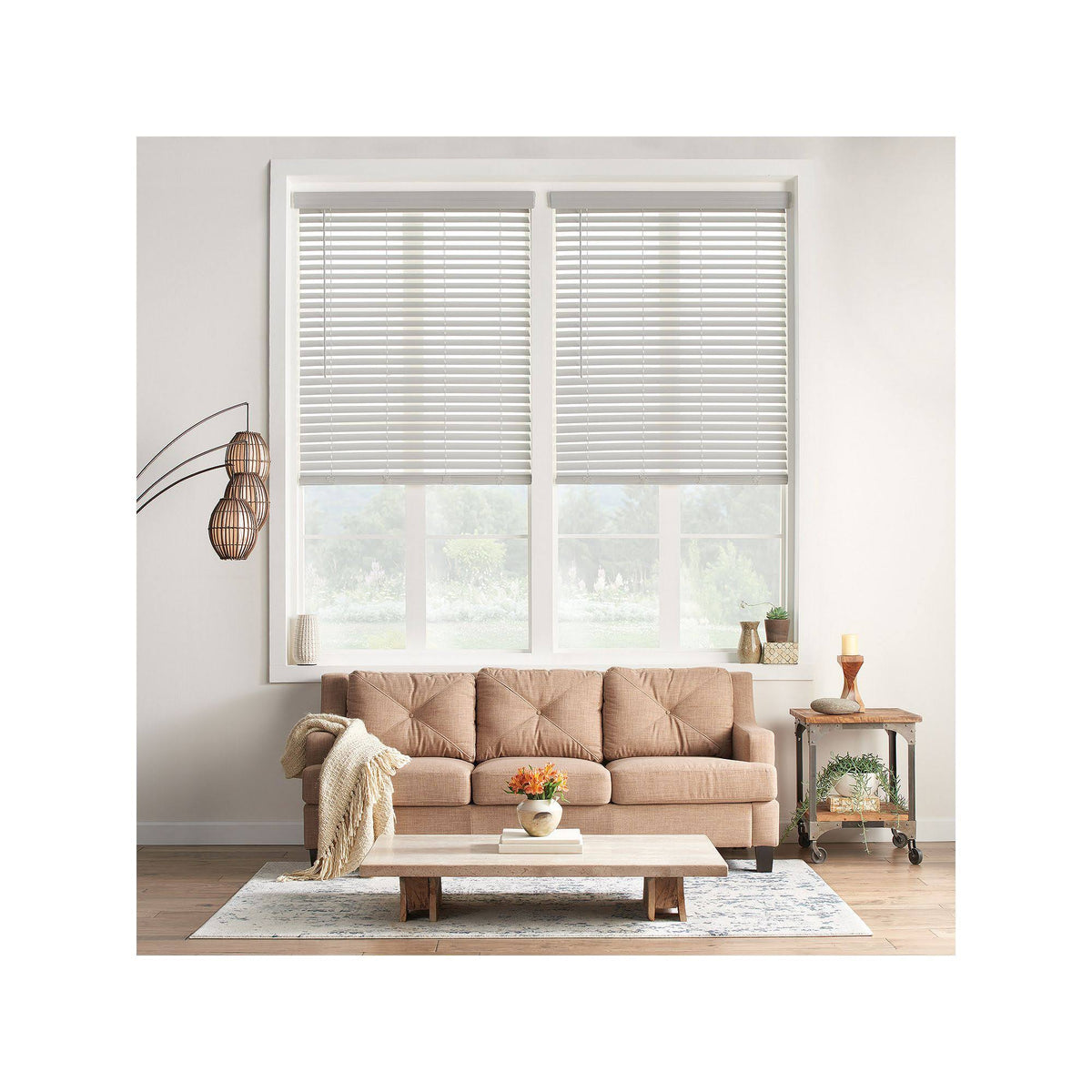 Grey Cordless Faux Wood Blind T238809