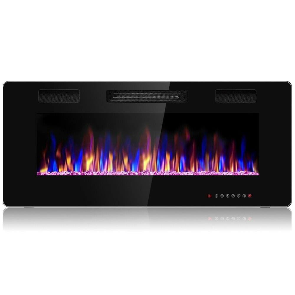 42x22 Black Recessed Wall Mounted Electric Fireplace B7266