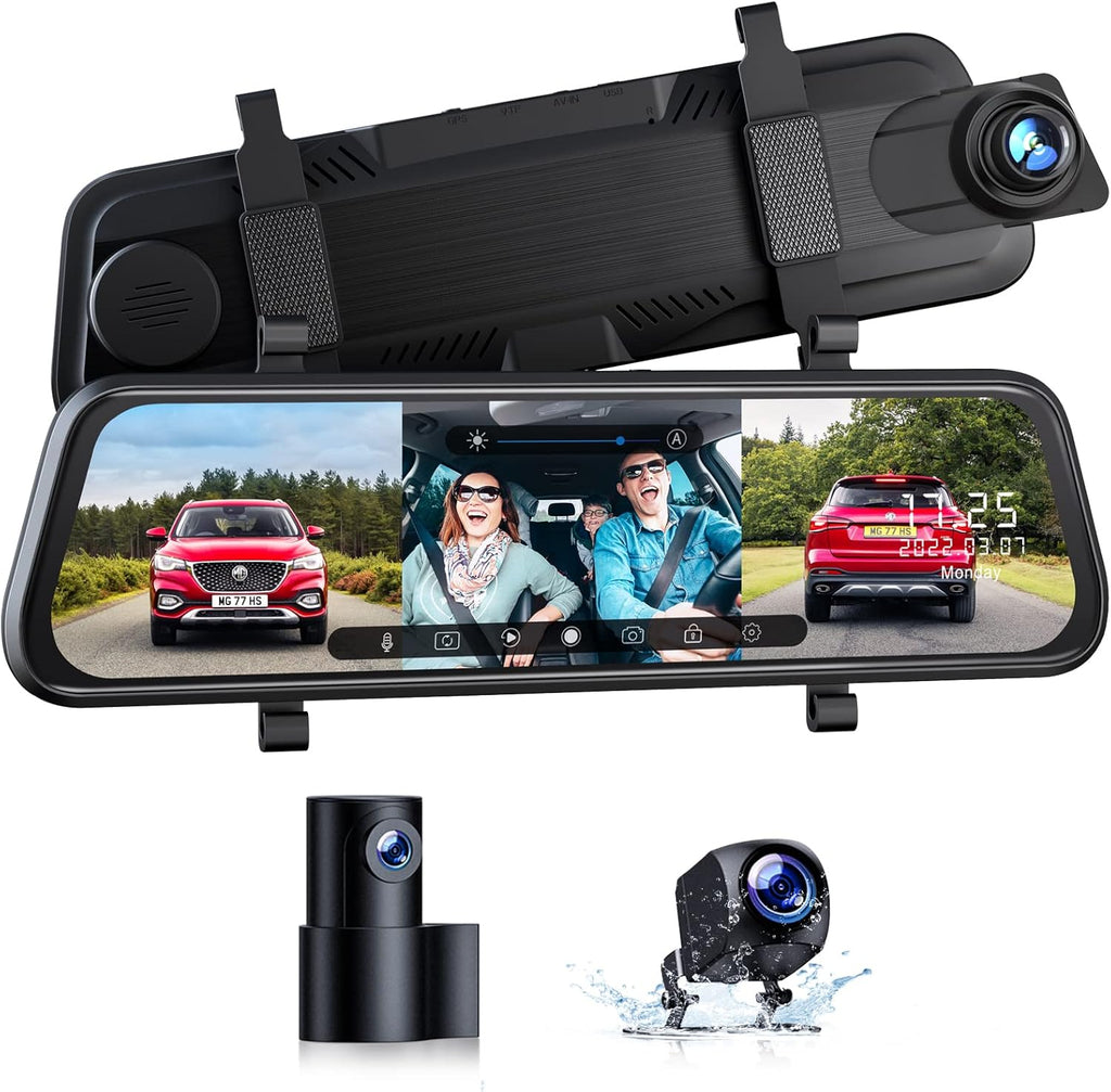 10'' Touch Screen 3 Channel Mirror Dash Cam R636