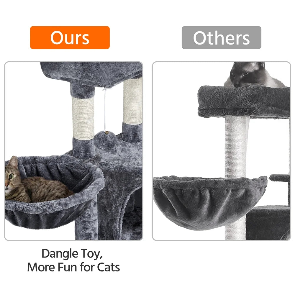 42"H Multilevel Cat Tree Tower with Condo and Perches, Dark Gray R6210