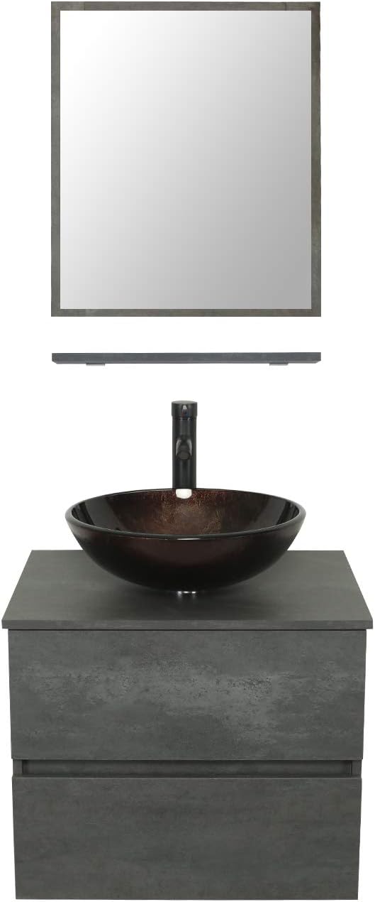 Concrete Grey Wall Mounted Bathroom Vanity F815