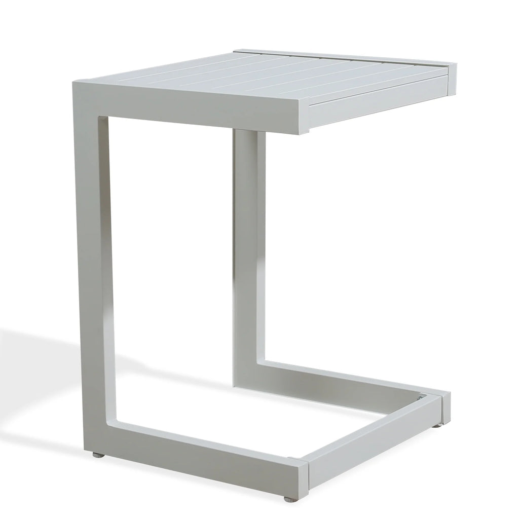White Aluminum C Shaped End Table H944517