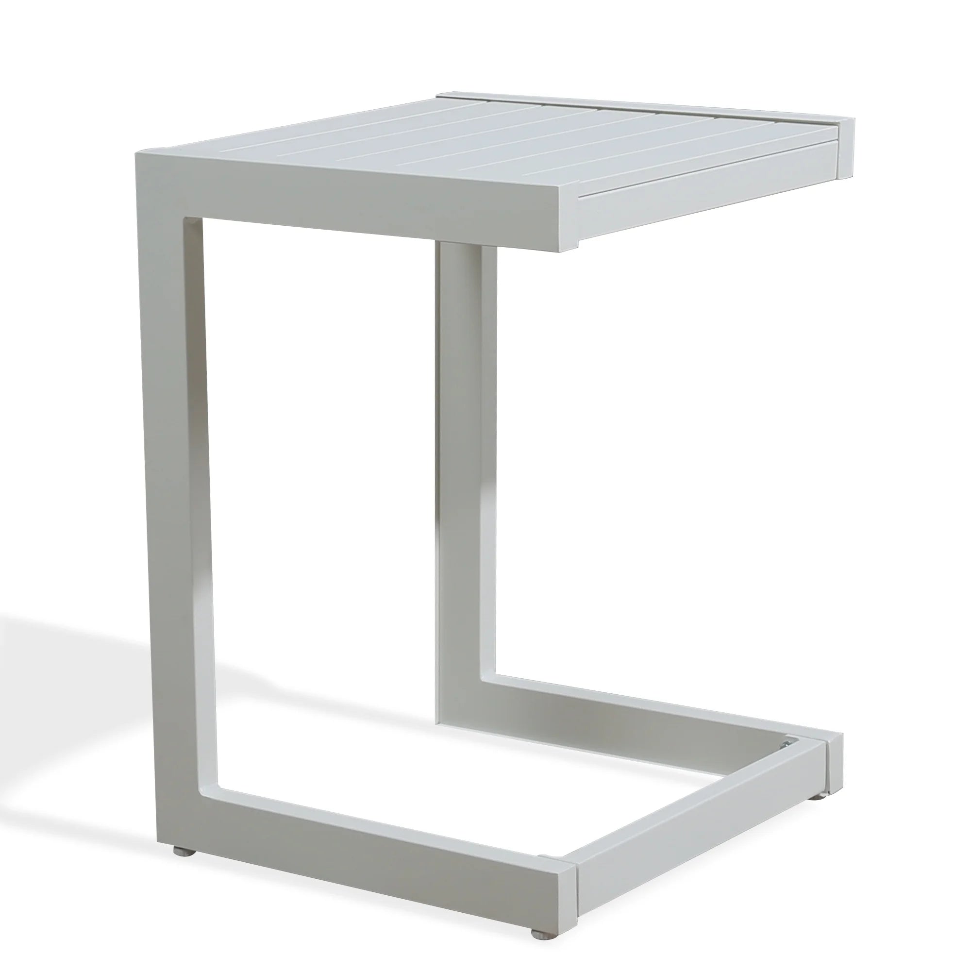 White Aluminum C Shaped End Table H944517