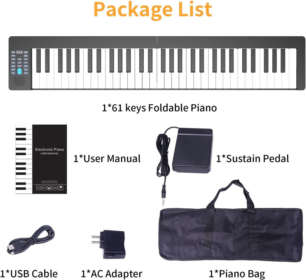 61 Keys Foldable Electric Piano Keyboard with MIDI Function I84845