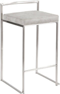 Counter Stool Set of 2 Stainless Steel Light Grey M790