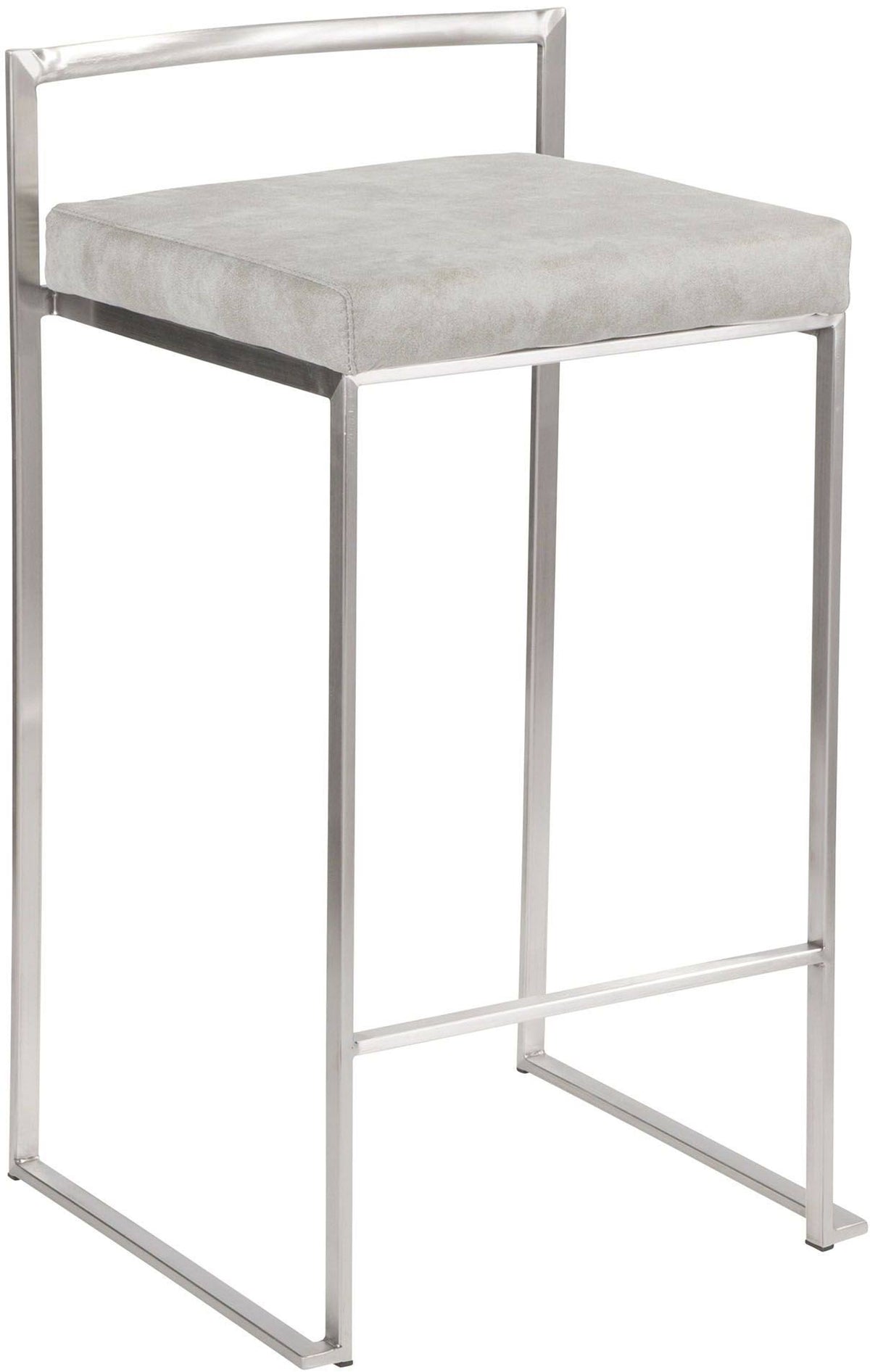 Counter Stool Set of 2 Stainless Steel Light Grey M790