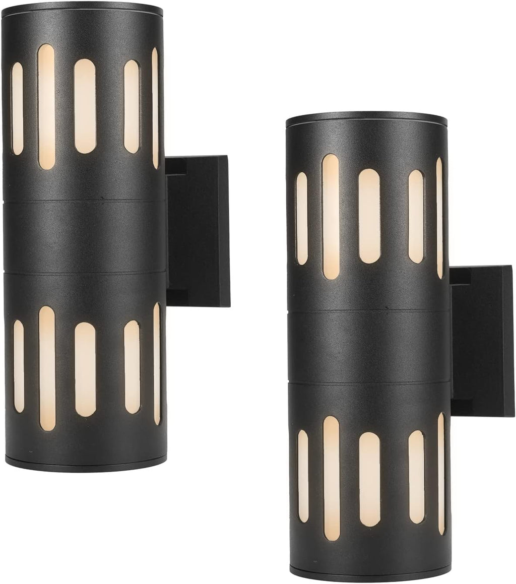 Matte Black 2 Pack Die-cast Aluminum Outdoor Wall-Mounted Light with Tempered Glass Y781764