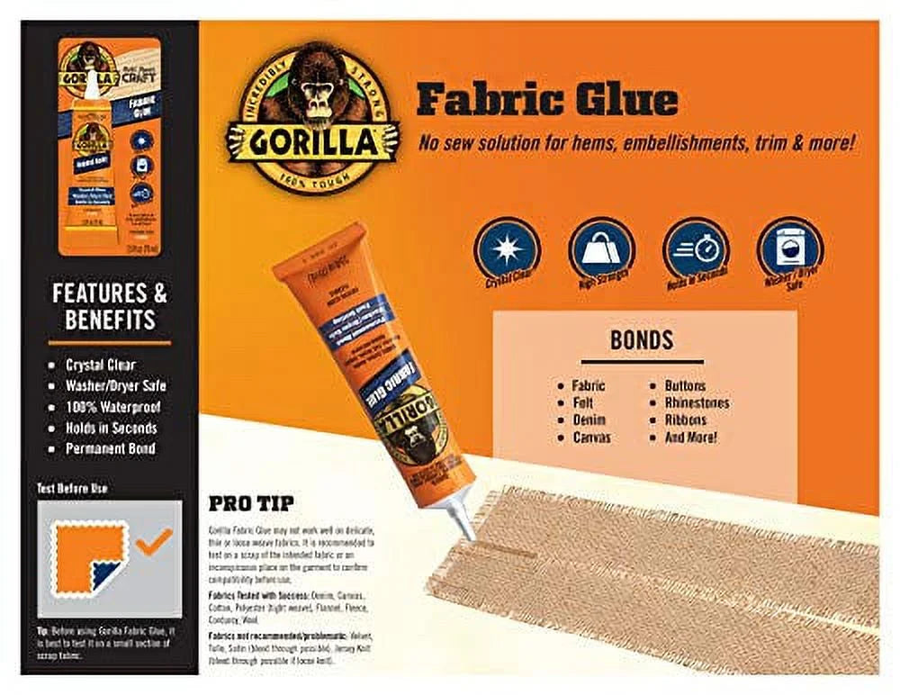 Fabric Glue, 2.5fl oz, Clear, Pack of 3 B447484