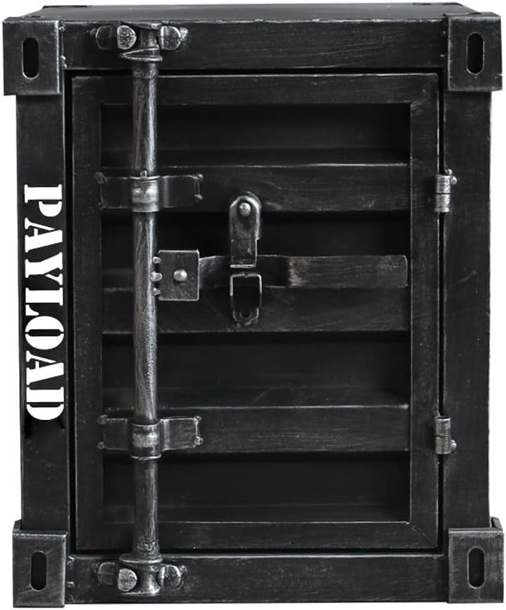 Red Wrought Iron Bedside Table with Lock V21296
