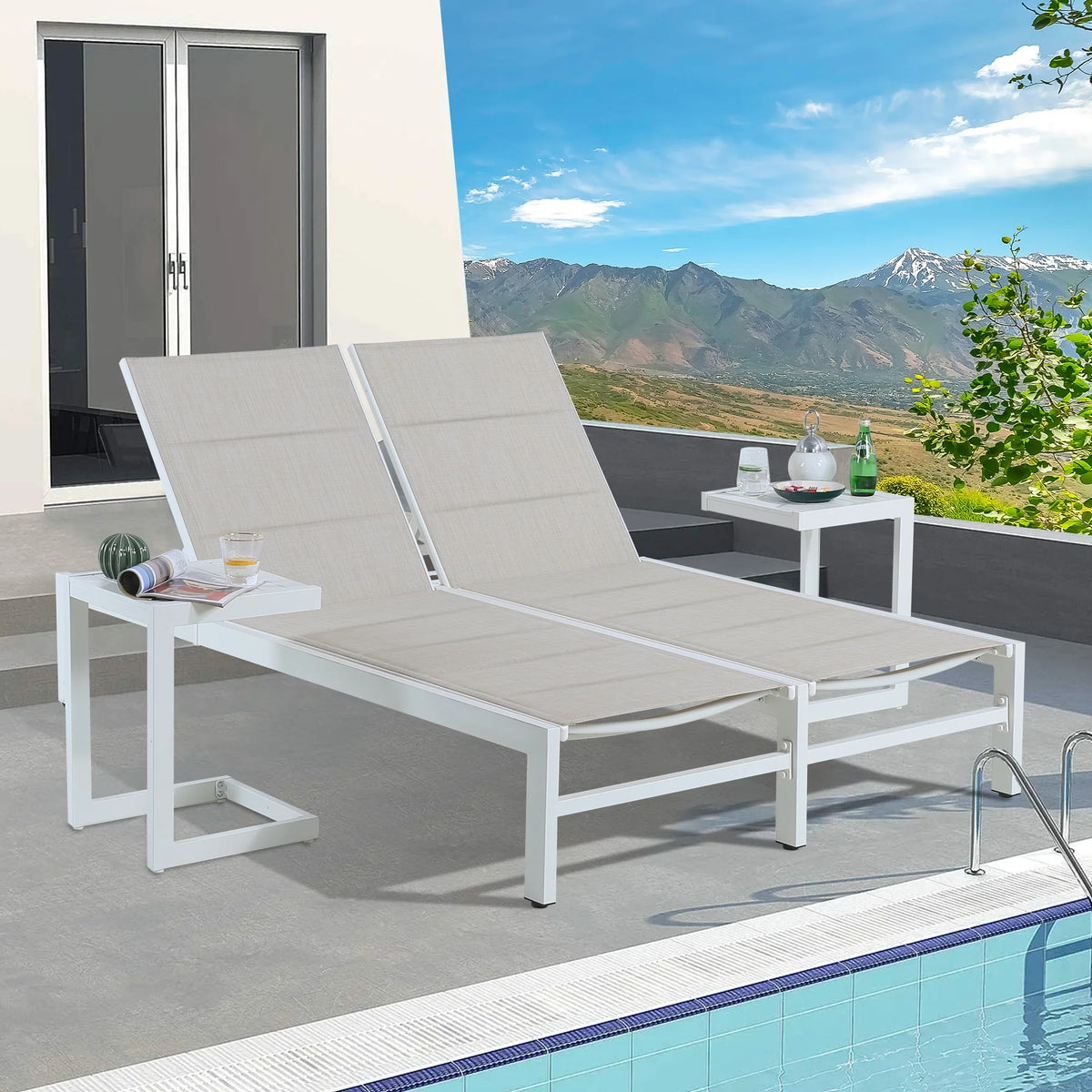 White Aluminum C Shaped End Table H944517