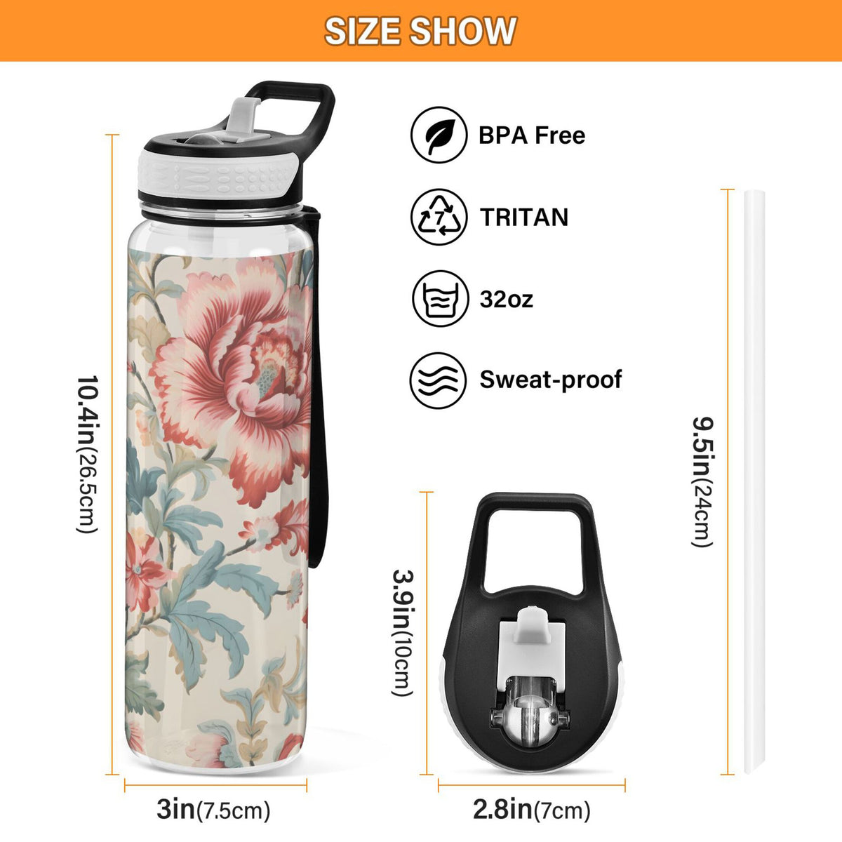 32oz Tritan Water Bottle with Straw M422