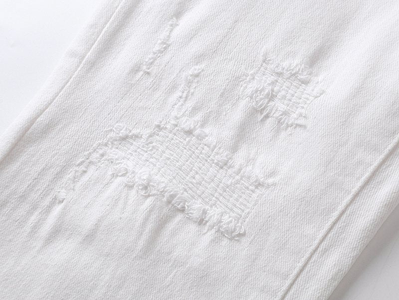 Purple Brand Distressed White Jeans