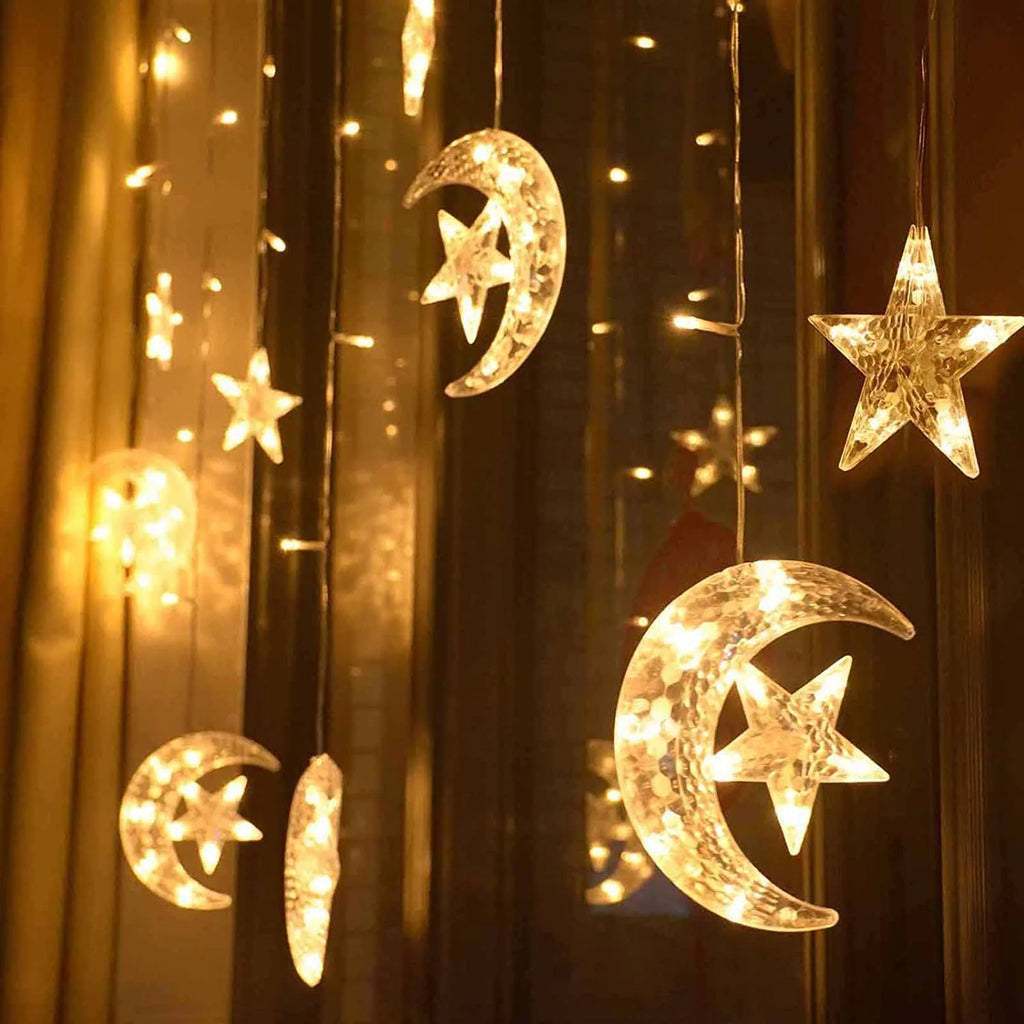 Warm White LED Curtain Lights with Remote Control J348093